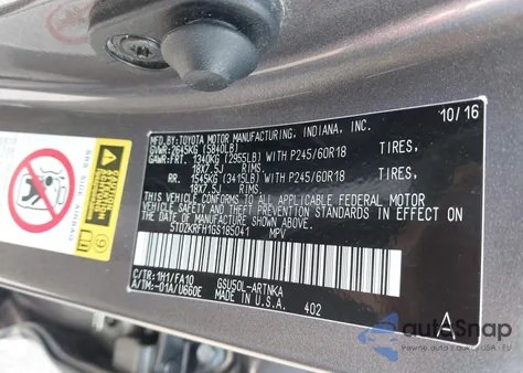 2016 Toyota Highlander Le Plus V6 z USA, uszkodzony, nr VIN 5TDZKRFH1GS185041